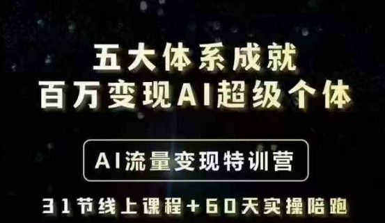 五大体系成就百万变现AI超级个体- AI流量变现特训营，一步一步教你一个人怎么年入百W-成可创学网