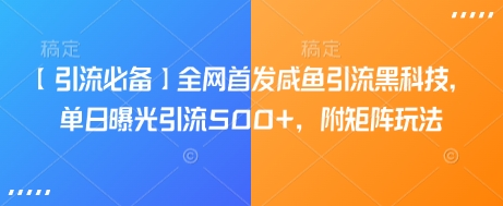 【引流必备】全网首发咸鱼引流黑科技，单日曝光引流500+，附矩阵玩法【揭秘】-成可创学网